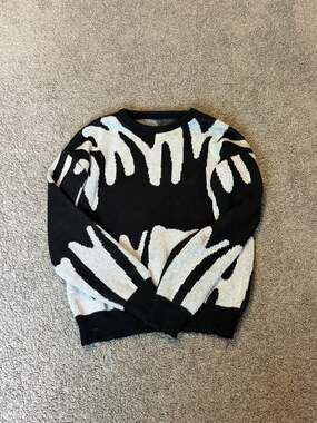 Unisex Drop Shoulder Hip Hop Drippy Pattern Knit Crewneck Sweater